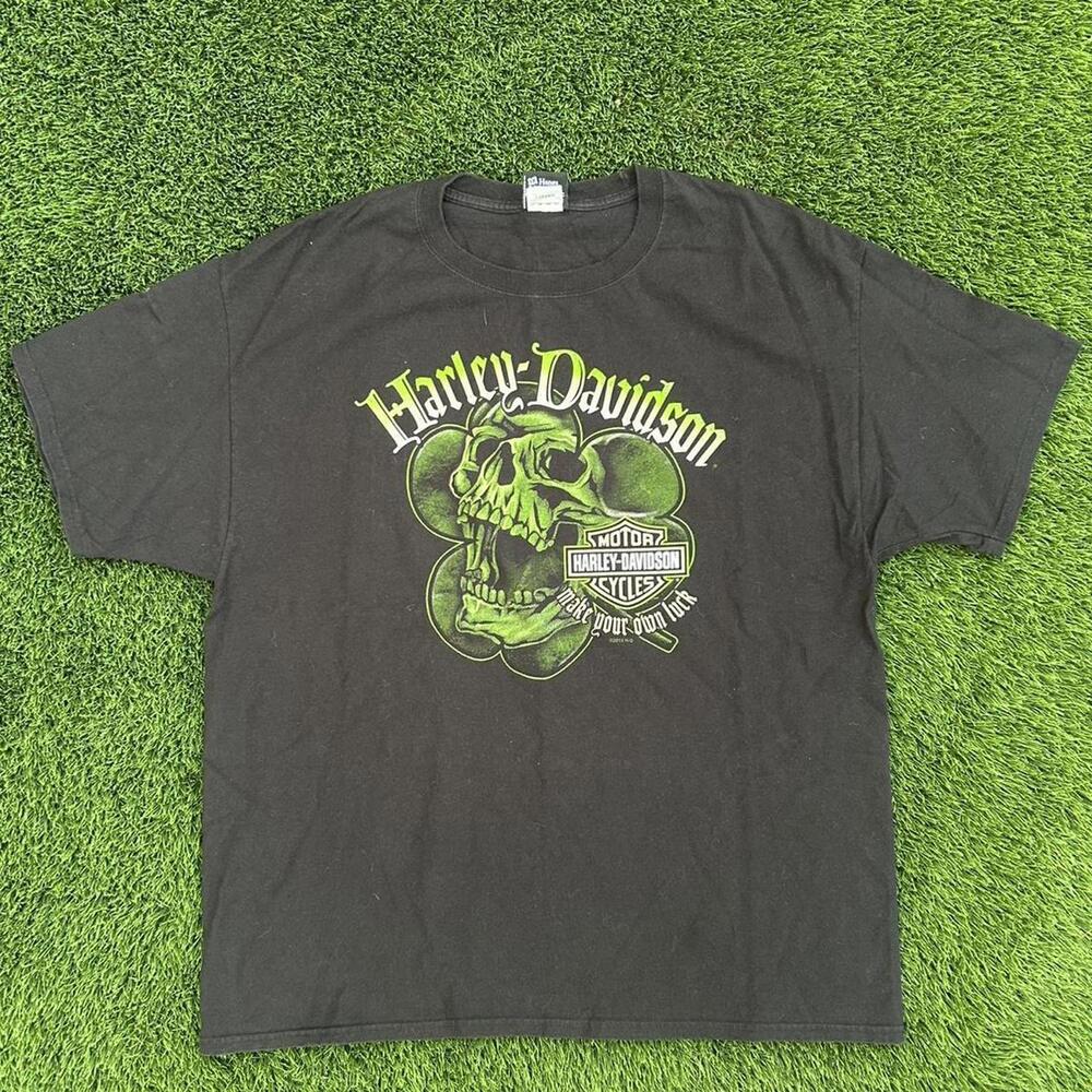 vintage harley davidson green skull tee. size XL.